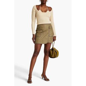 JONATHAN SIMKHAI Jayline Beige Ribbed Knit Deep Scoop Neck Sweater, Size XS